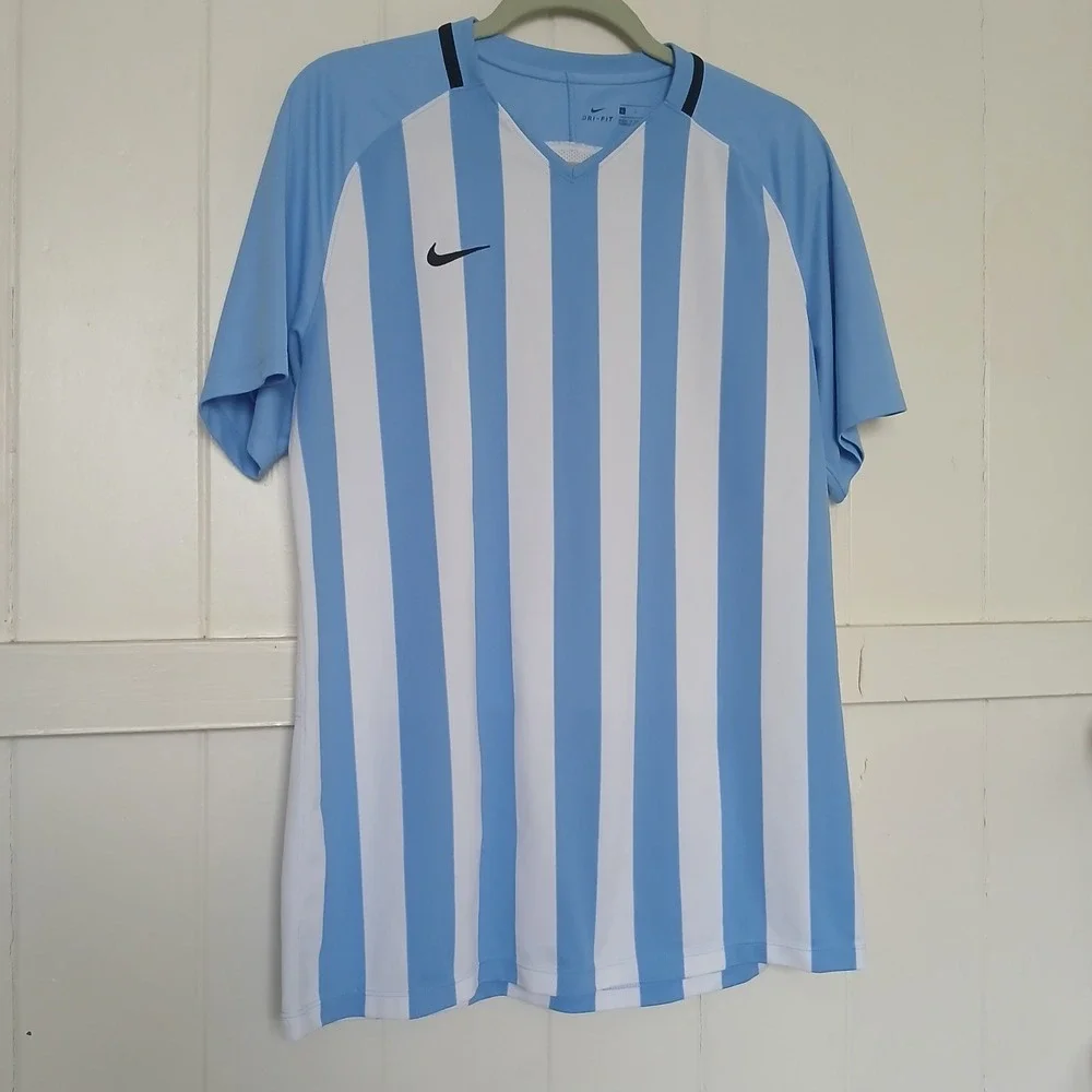 Nike Jersey Soccer Futbol Men's Large V-Neck Argentina Blue‎ White Stripe 894096